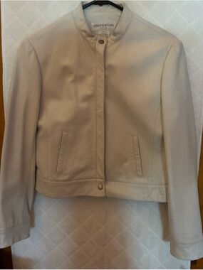 Jones New York Light Cream Leather Jacket